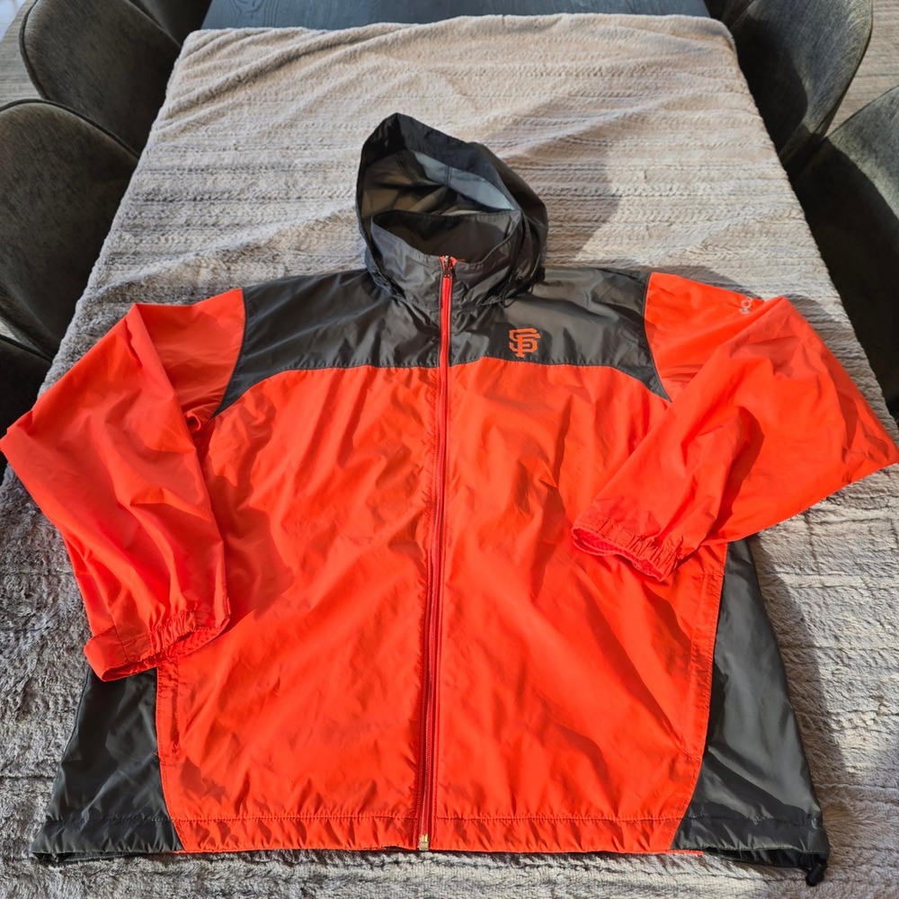 Columbia San Francisco Giants Windbreaker Jacket Mens XL Orange Grey 66274-AJ0